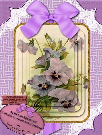 Purple Pansies A4 Decoupage Card Front Kit