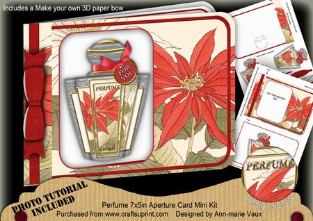 Red Poinsettias Perfume 7x5inch Aperture Card Mini Kit