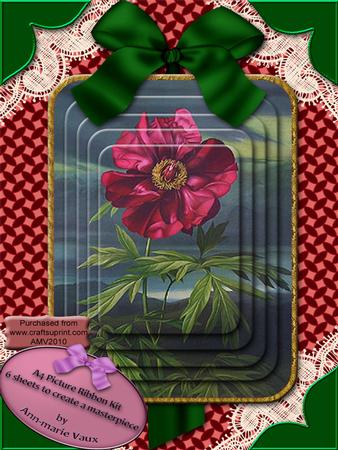 Plum Peony A4 Decoupage Card Front Kit