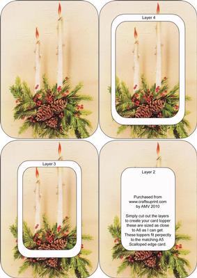 Christmas Candles A6 Round Corner Tunnel Toppers