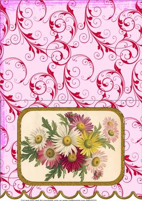 Crazy Daisies A5 Scallop Edge Card