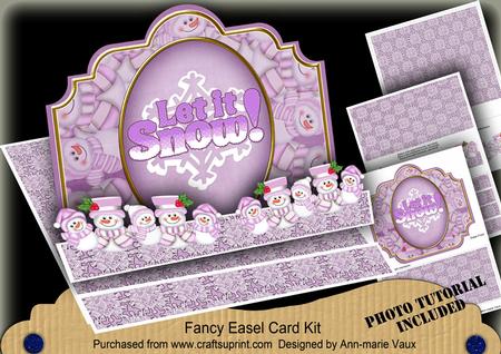 Christmas Lilac Snowmen 3D Easel Card Mini Kit