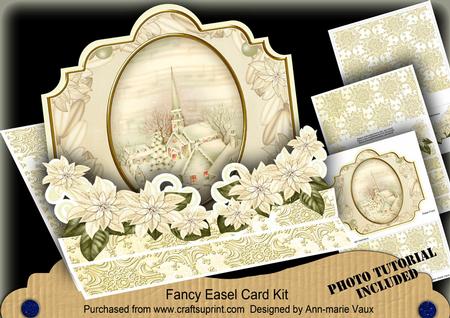 Christmas Cream Church 3D Easel Card Mini Kit