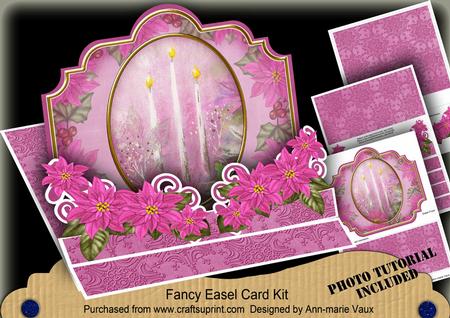 Christmas Pink Poinsettia 3D Easel Card Mini Kit