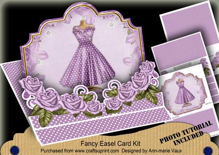 Lilac Dotty Fashion Dress 3D Easel Card Mini Kit