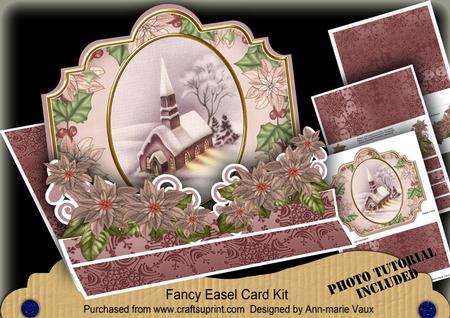 Christmas Plum Church 3D Easel Card Mini Kit
