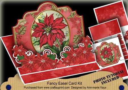 Christmas Red Poinsettia 3D Easel Card Mini Kit