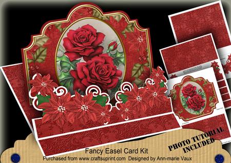Christmas Red Roses 3D Easel Card Mini Kit