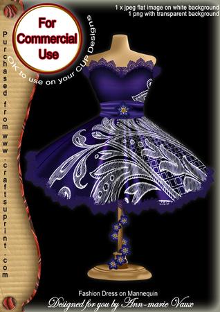 Blue Lace Fashion Dress on Mannequin for Cu
