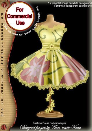 Lemon Floral Colour Fashion Dress on Mannequin for Cu