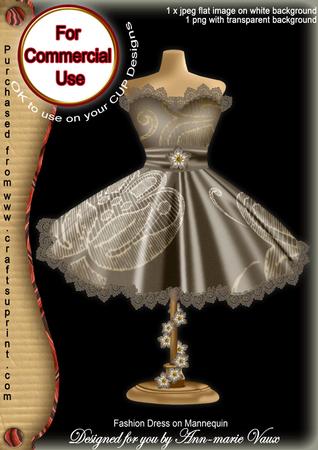 Gold Fleur Colour Fashion Dress on Mannequin for Cu