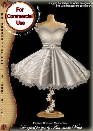Cream Swirl Colour Fashion Dress on Mannequin for Cu