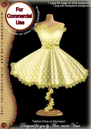 Lemon Dotty Fashion Dress on Mannequin for Cu