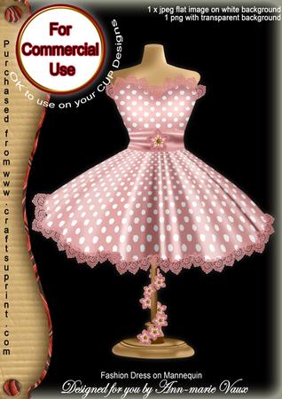 Pink Dotty Fashion Dress on Mannequin for Cu