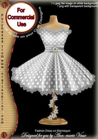 Silver Dotty Fashion Dress on Mannequin for Cu