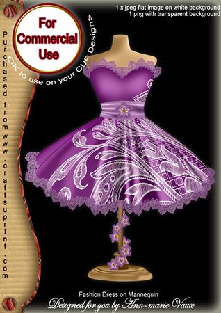 Purple Lace Fashion Dress on Mannequin for Cu