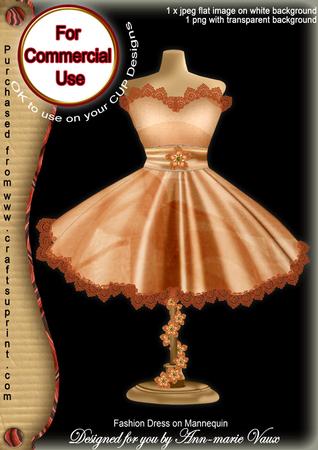 Orange Rose Fashion Dress on Mannequin for Cu