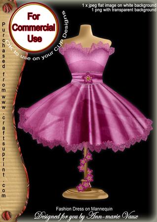 Cerise Rose Fashion Dress on Mannequin for Cu