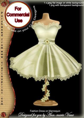 Cream Rose Fashion Dress on Mannequin for Cu