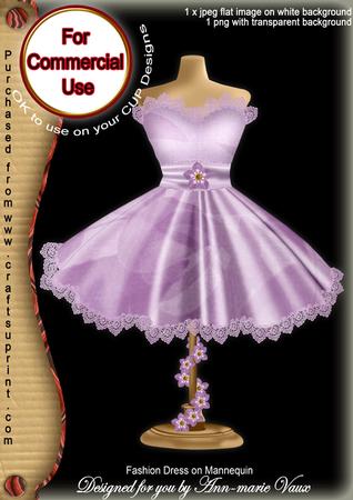 Lilac Rose Fashion Dress on Mannequin for Cu