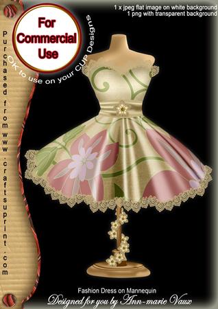 Pastel Cream Floral Colour Fashion Dress on Mannequin for Cu