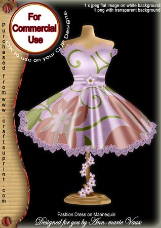 Pastel Lilac Floral Colour Fashion Dress on Mannequin for Cu