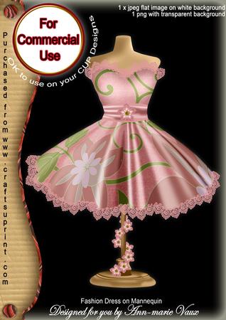 Pastel Pink Floral Colour Fashion Dress on Mannequin for Cu