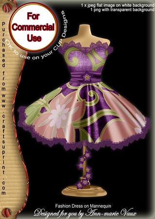 Pastel Purplefloral Colour Fashion Dress on Mannequin for Cu