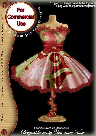 Red Floral Colour Fashion Dress on Mannequin for Cu