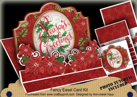 Christmas Red Seasons Greetings 3D Easel Card Mini Kit