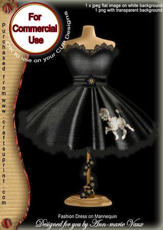 Black Poodle Fashion Dress on Mannequin for Cu
