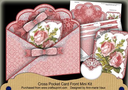 Pink Rose1 Lace Cross Faux Pocket Cf Mini Kit