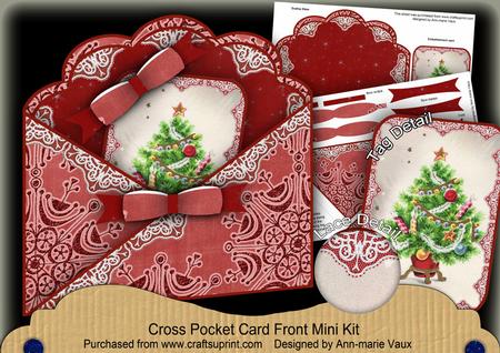 Christmas Tree Lace Cross Faux Pocket Cf Mini Kit