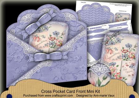 Blue Floral Congratulations Cross Faux Pocket Cf Mini Kit