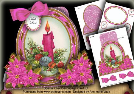 Cerise Candle Special Large Oval Card Mini Kit