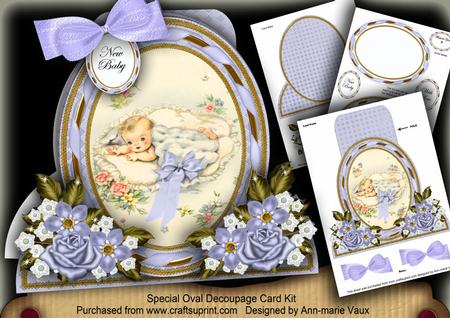 New Baby Boy Special Large Oval Card Mini Kit
