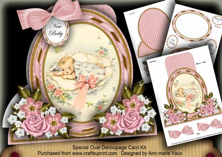 New Baby Girl Special Large Oval Card Mini Kit