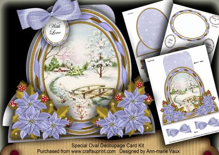 Blue Snowscene Special Large Oval Card Mini Kit
