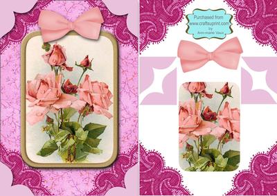 Pink Roses A5 Card Front Decoupage Step by Step