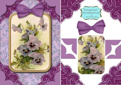 Purple Pansy A5 Card Front Decoupage Step by Step