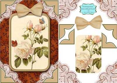 Vintage White Rose A5 Card Front Decoupage Step by Step