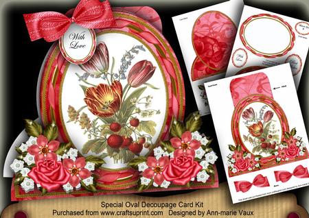Red Flowers2 Special Large Oval Card Mini Kit