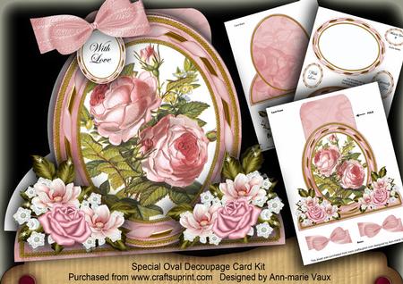 Pink Roses2 Special Large Oval Card Mini Kit