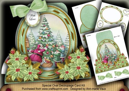 Santas Tree Special Large Oval Card Mini Kit