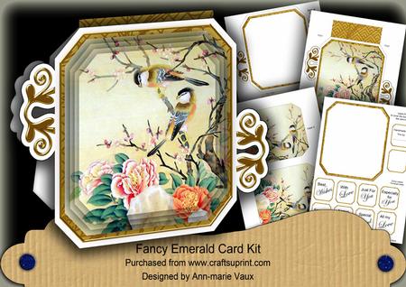 Oriental Birds 1 Oriental Fancy Emerald Decoupage Mini Kit