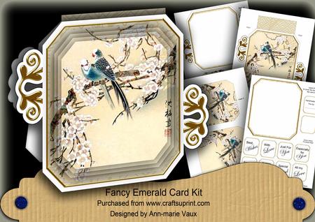 Oriental Birds 3 Oriental Fancy Emerald Decoupage Mini Kit