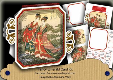 Oriental Ladies Red Fancy Emerald Decoupage Mini Kit