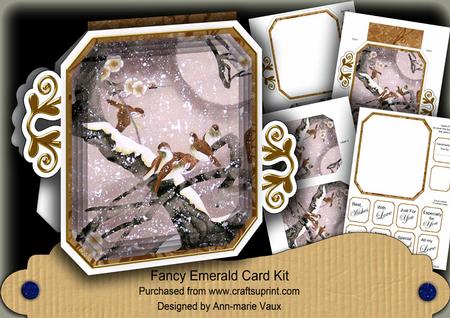 Oriental Snow Birds Fancy Emerald Decoupage Mini Kit