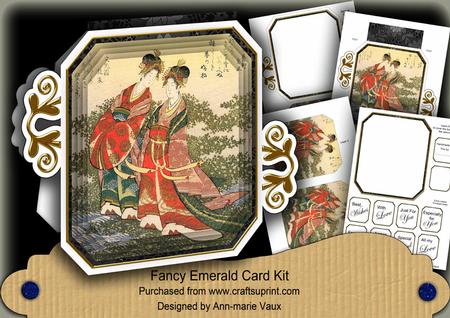 Oriental Ladies Black Fancy Emerald Decoupage Mini Kit