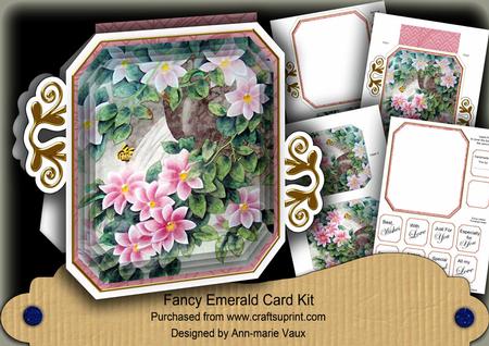 Oriental Pink Clemetis Fancy Emerald Decoupage Mini Kit